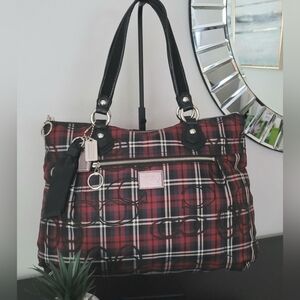 Coach Poppy Plaid Tote